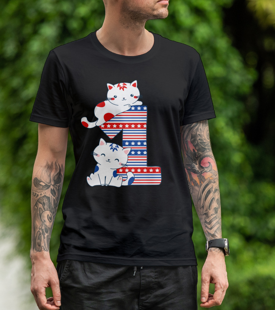 Patriotic American One Year Old Cat T-Shirt