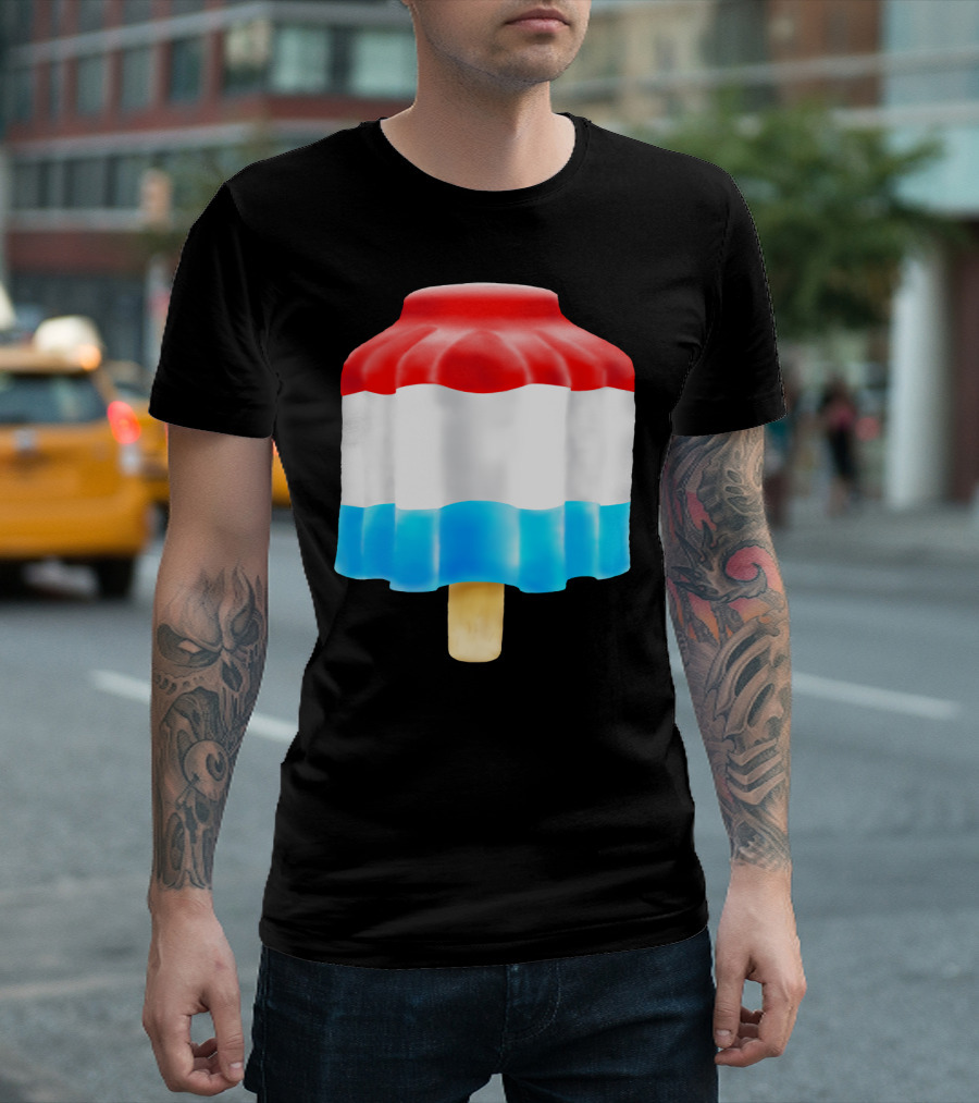 Firecracker Popsicle Ice Cream Red White And Blue Iconic Summer Treat T-Shirt