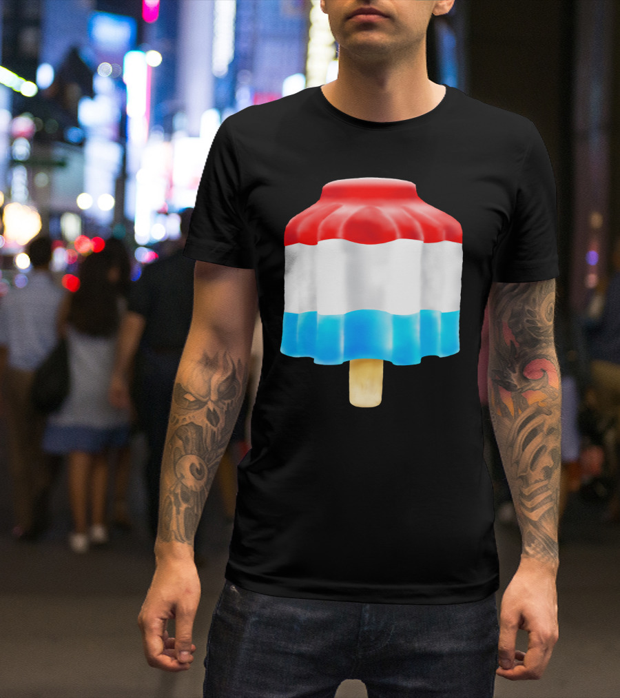Firecracker Popsicle Ice Cream Red White And Blue Iconic Summer Treat T-Shirt
