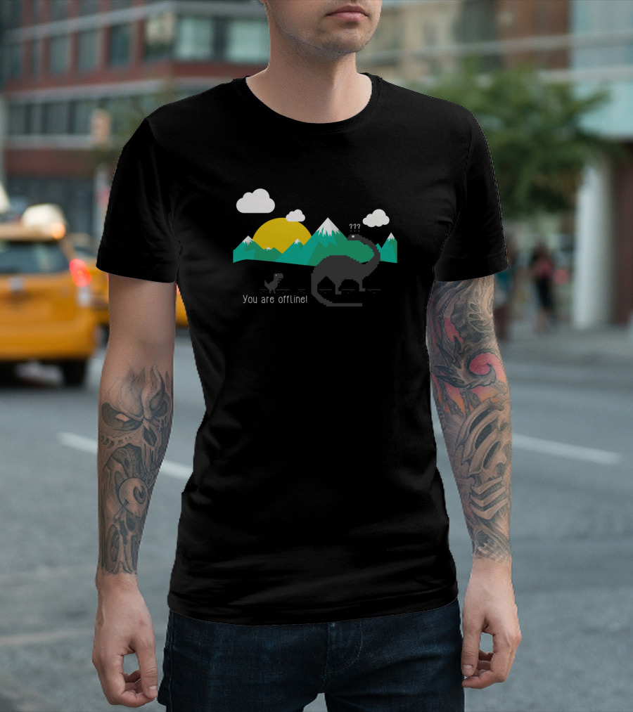 You Are Offline Dinosaur Google Chrome Game Parody C Rex T-Shirt