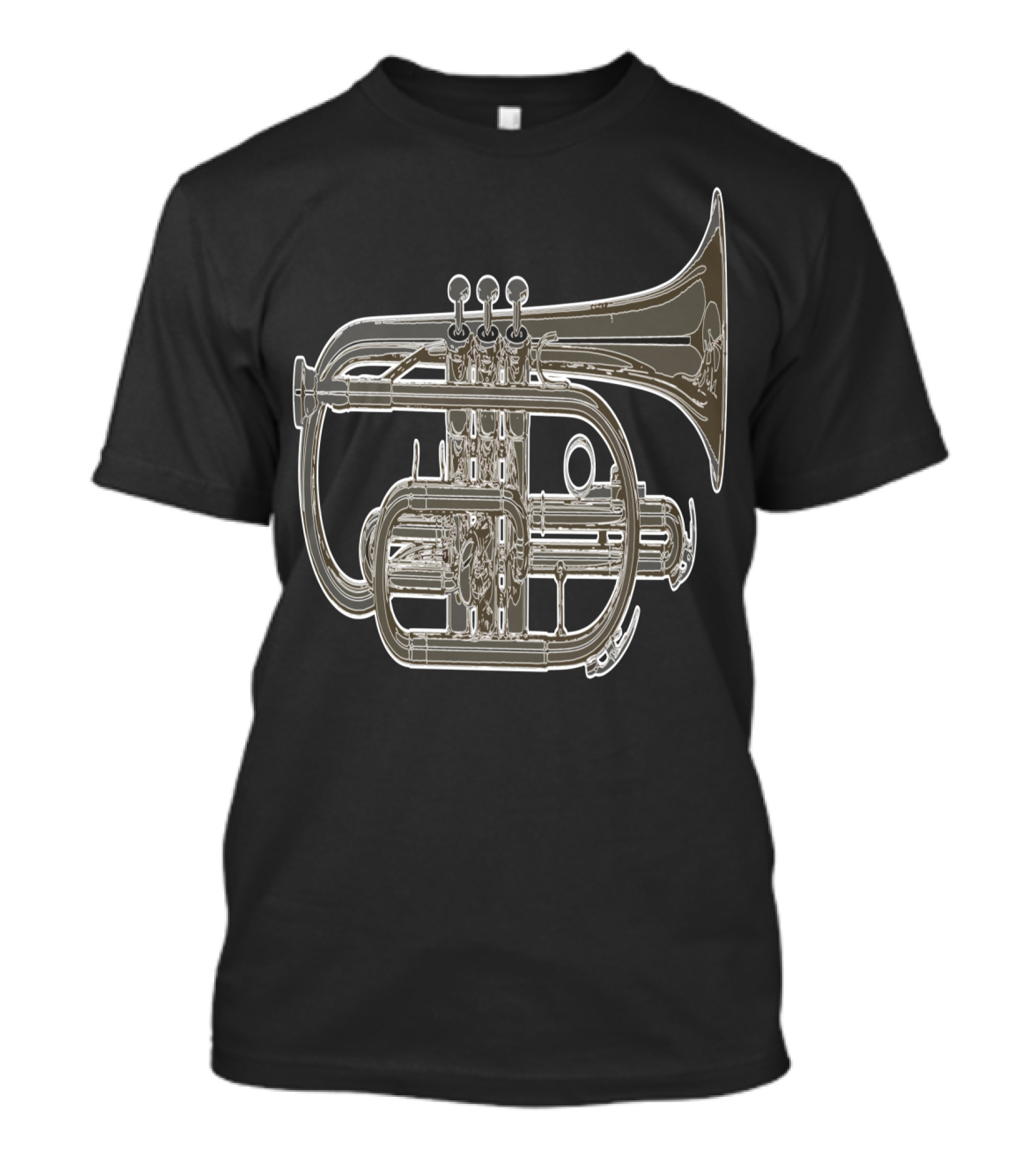 Cornet Brass Instrument Illustration Detailed View T-Shirt