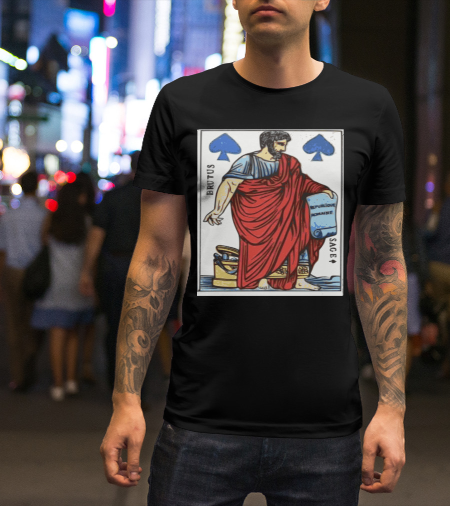Brutus Rome Inspired Spade Card Illustration With Scroll T-Shirt