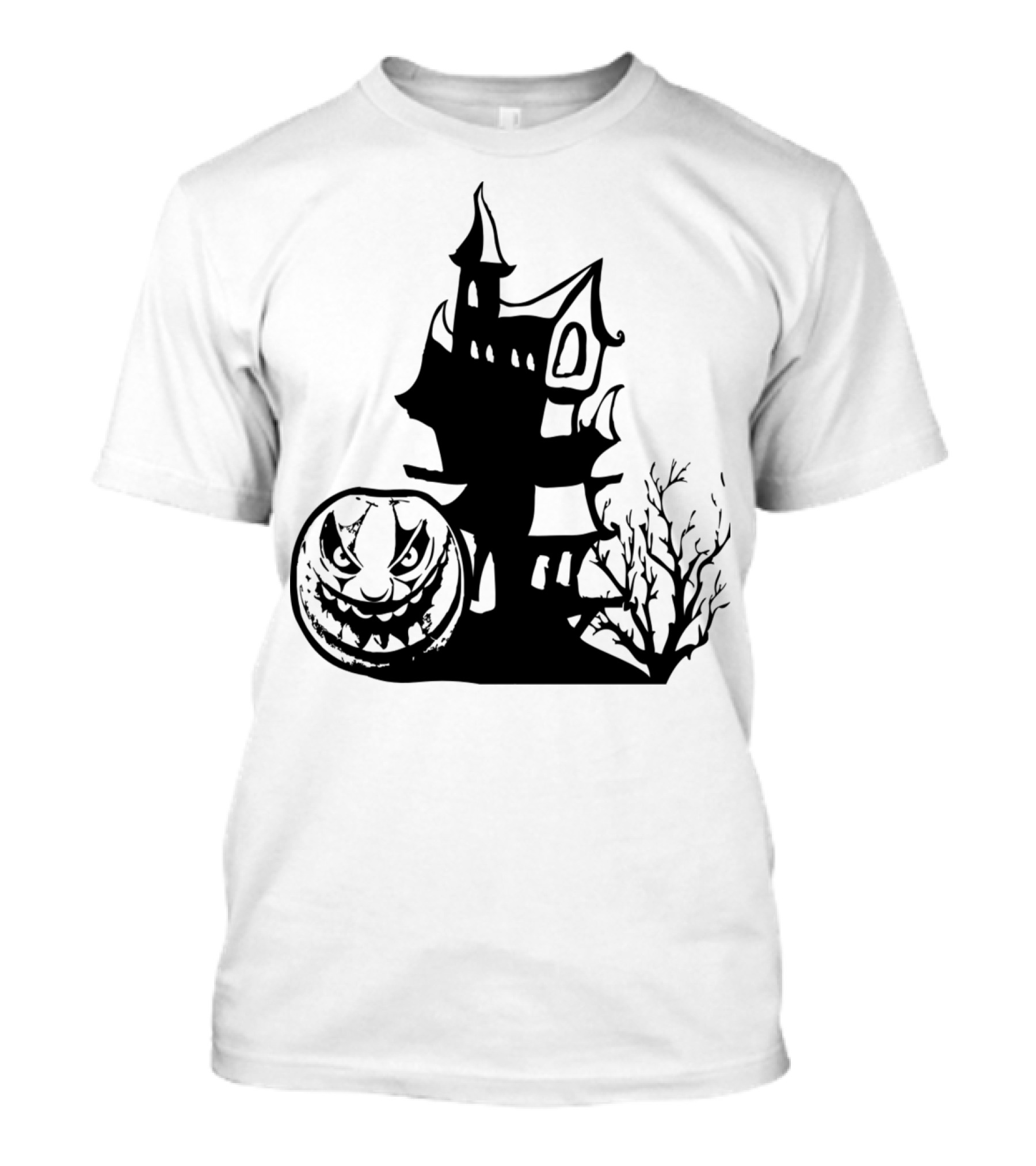 Haunted Halloween Pumpkin Mansion With Spooky Tree T-Shirt