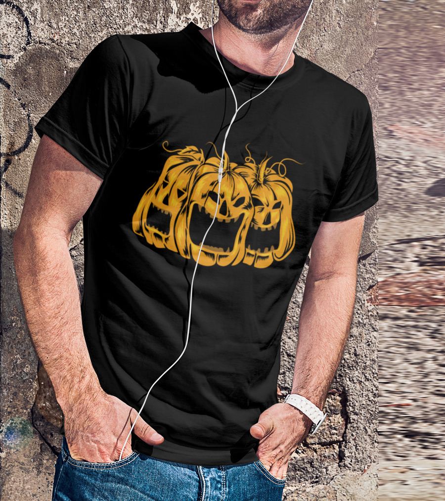 Scary Carved Jack-O'-Lantern Pumpkins Halloween T-Shirt