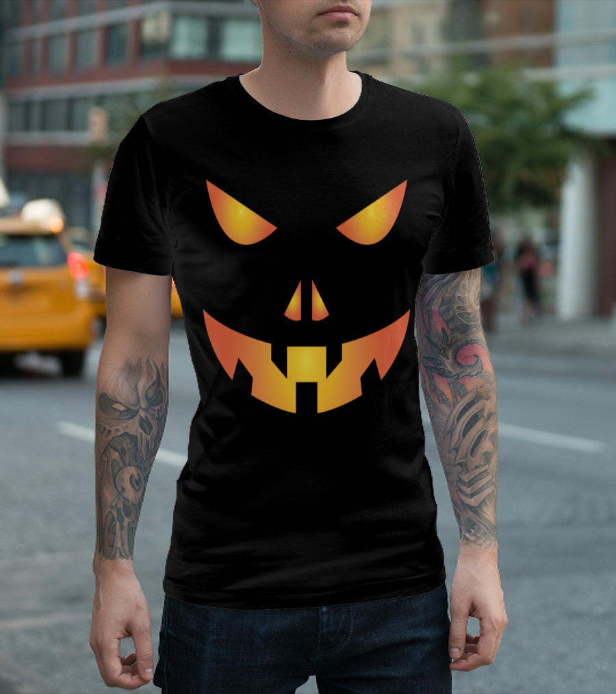 Jack-O'-Lantern Angry Face Pumpkin Halloween T-Shirt