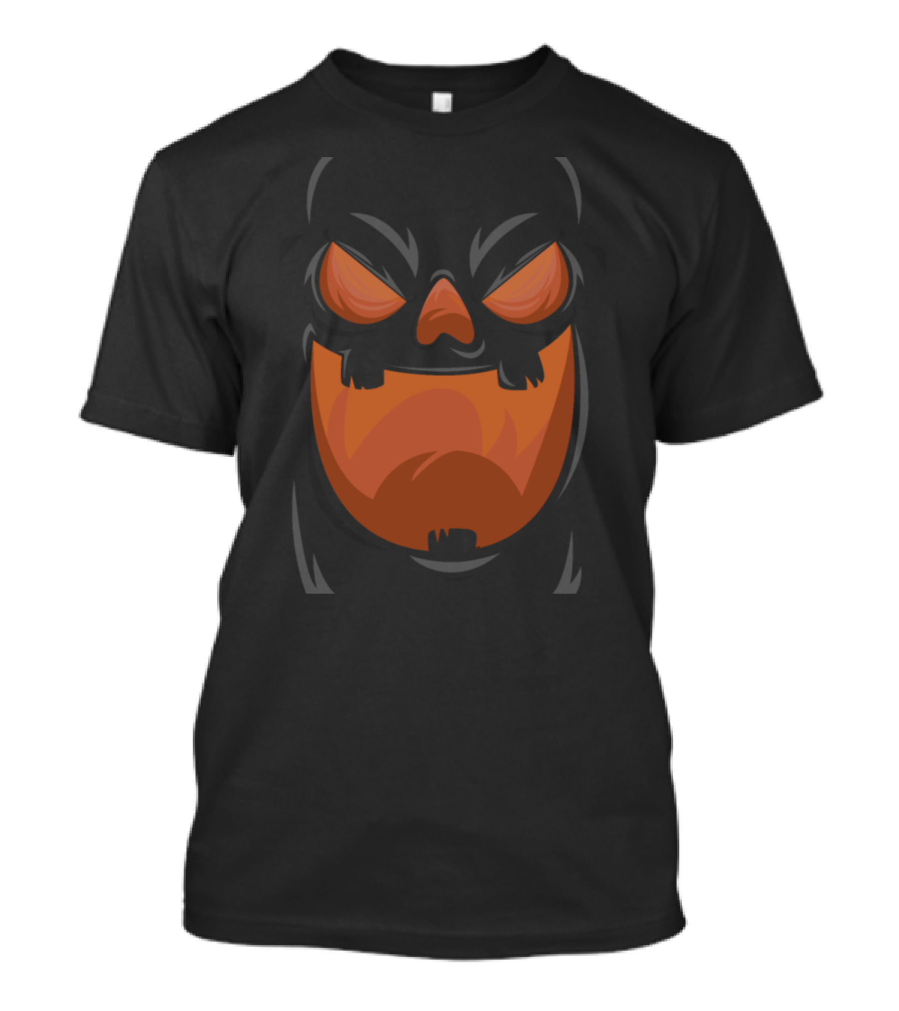 Halloween Scary Black And Orange Monster Head T-Shirt