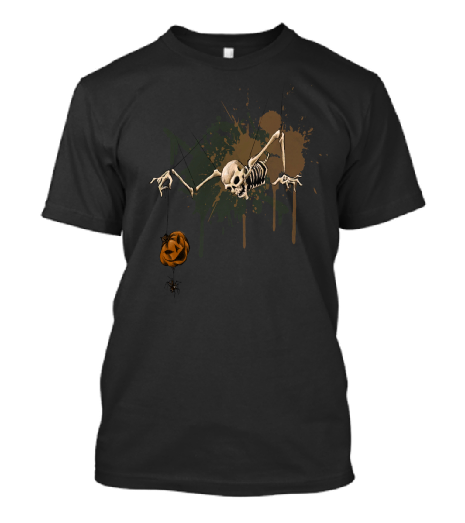 Skeleton Puppet Halloween Jack-O-Lantern And Spider T-Shirt