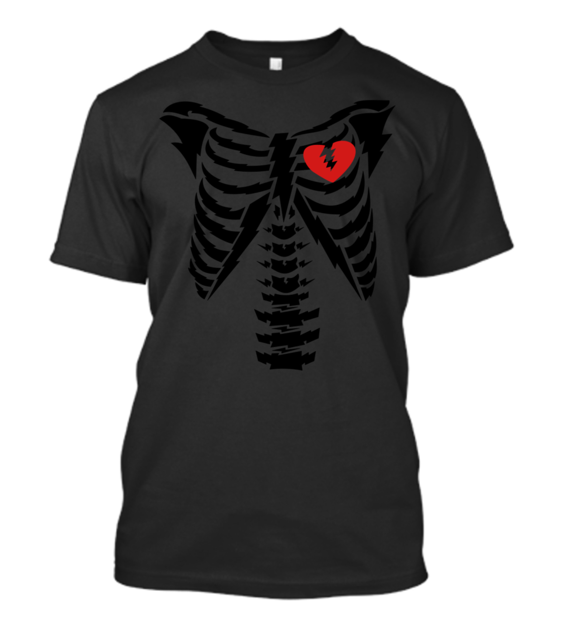 Skeleton HD Vector Red Broken Heart T-Shirt