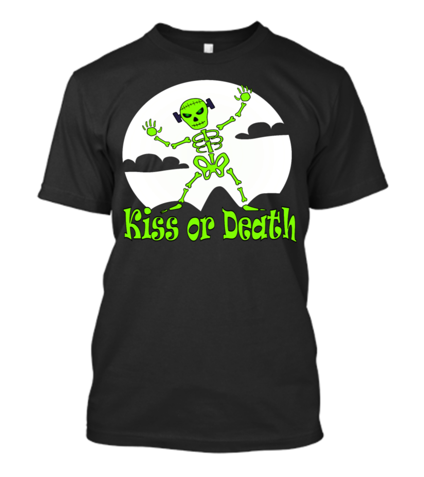 Kiss Or Death Frankenstein Skeleton Moon T-Shirt