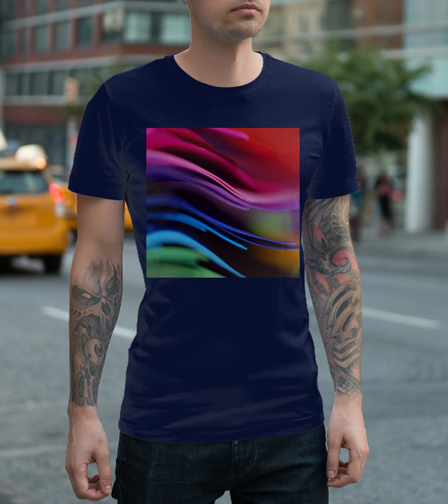 Colorful Abstract Waves in Gradient Spectrum T-Shirt