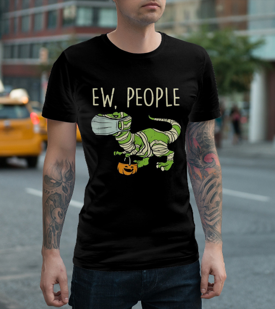 Ew People Halloween Dinosaur Mummy with Pumpkin T-Shirt