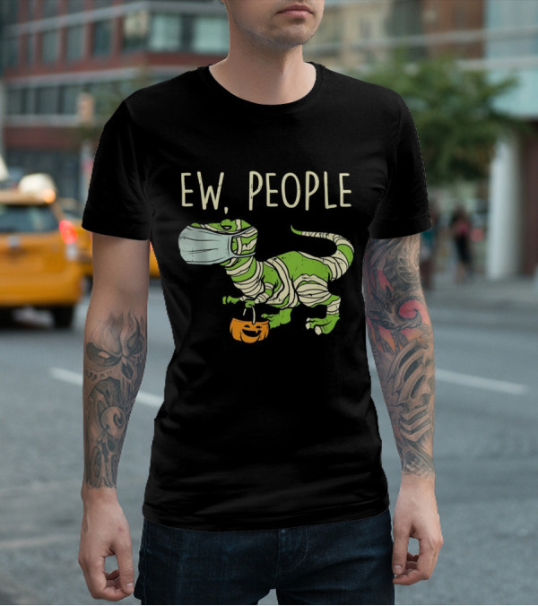 Ew People Halloween Dinosaur Mummy With Pumpkin T-Shirt