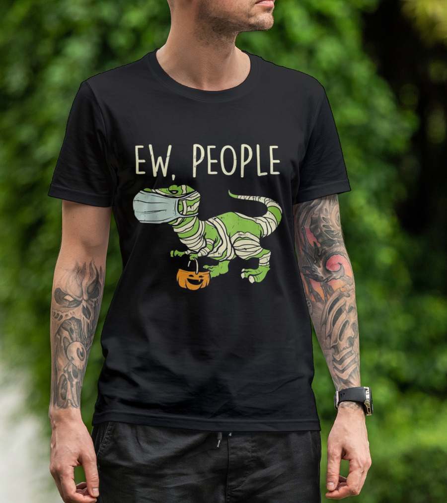 Ew People Halloween Dinosaur Mummy With Pumpkin T-Shirt