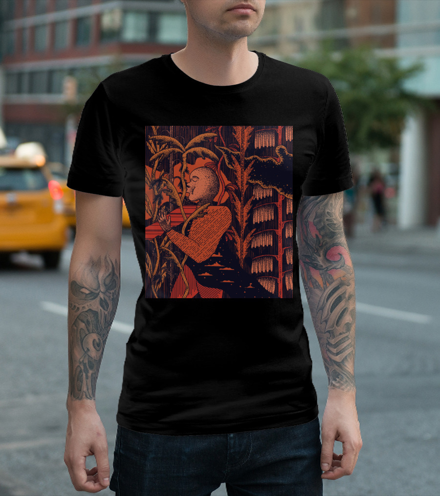 Dreamlike Night Embrace Illustrated Art Nouveau T-Shirt