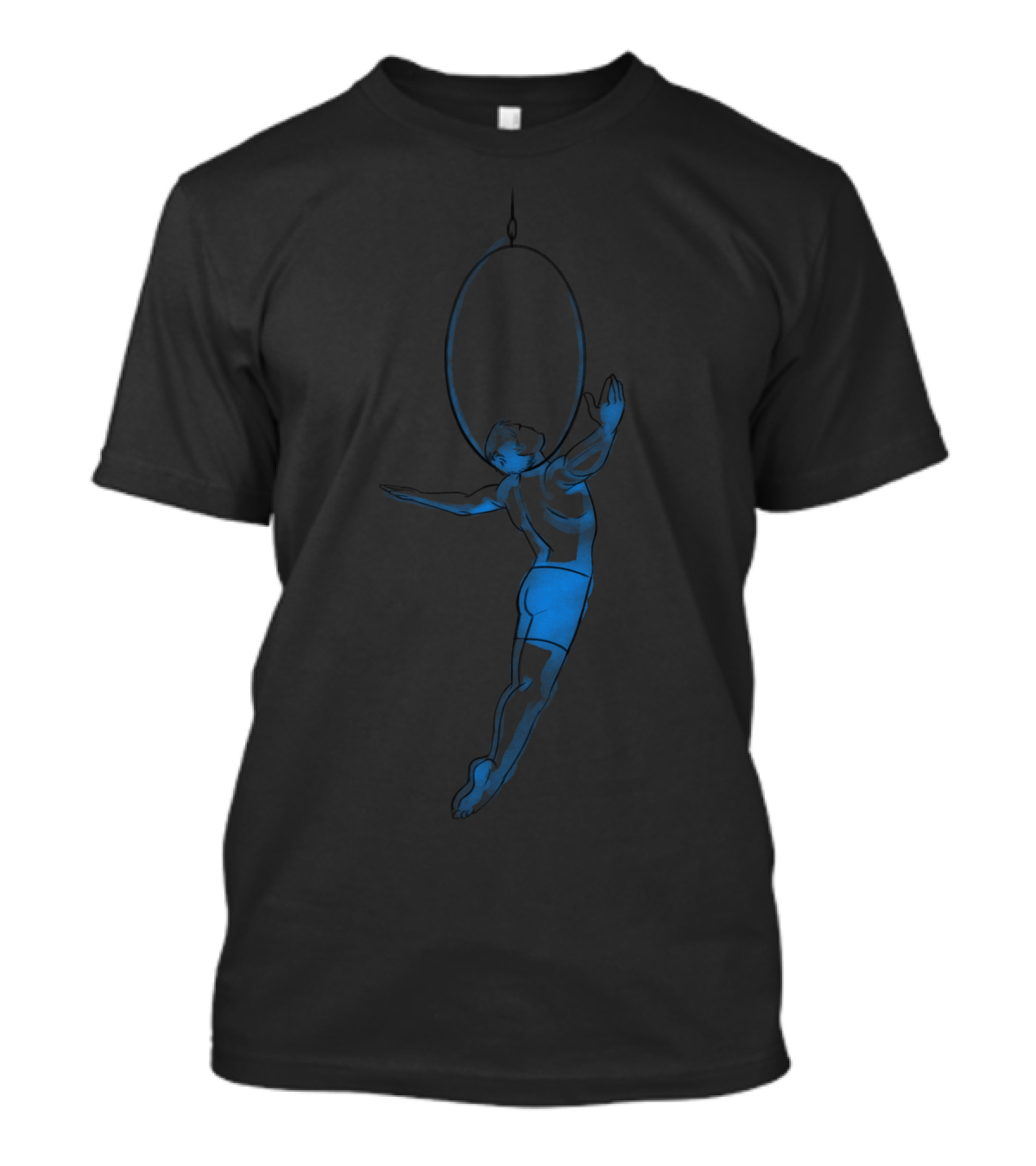 Aerial Hoop Neck Hang Glowing Acrobatic Silhouette Performance T-Shirt
