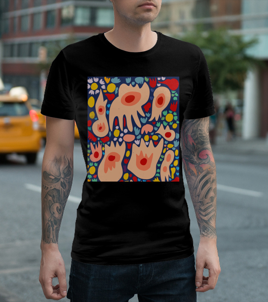 Vibrant Floral Abstract In Dance Of Life Style With Organic Shapes And Bold Colors T-Shirt