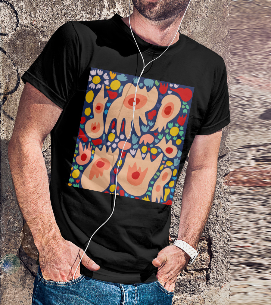 Vibrant Floral Abstract In Dance Of Life Style With Organic Shapes And Bold Colors T-Shirt
