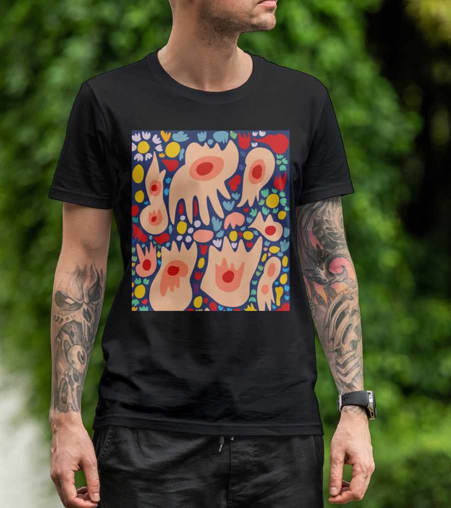 Vibrant Floral Abstract In Dance Of Life Style With Organic Shapes And Bold Colors T-Shirt