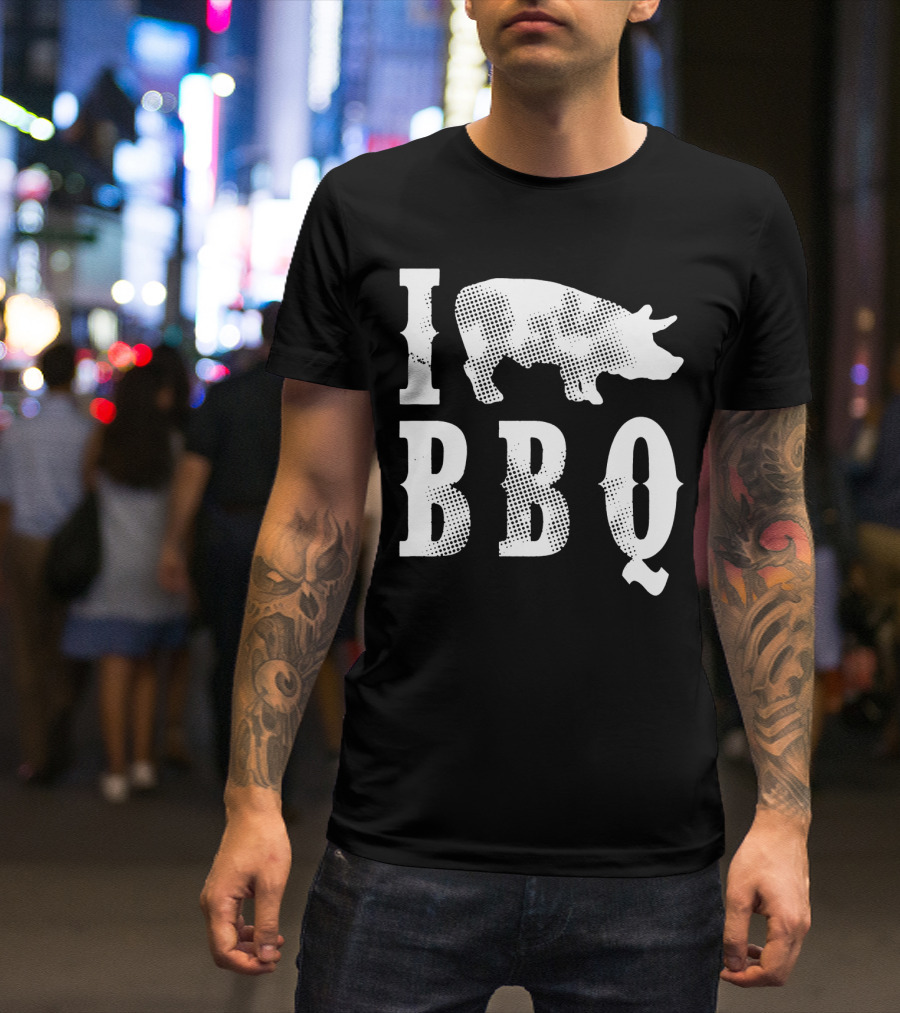 I Pig BBQ Love Bar B Que Pork Bacon Funny Humor Joke Cookout Mens Pig T-Shirt