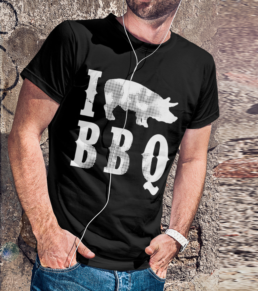 I Pig BBQ Love Bar B Que Pork Bacon Funny Humor Joke Cookout Mens Pig T-Shirt