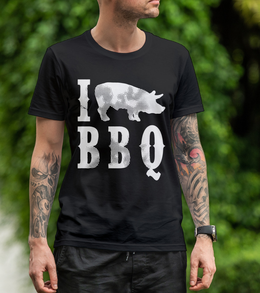 I Pig BBQ Love Bar B Que Pork Bacon Funny Humor Joke Cookout Mens Pig T-Shirt