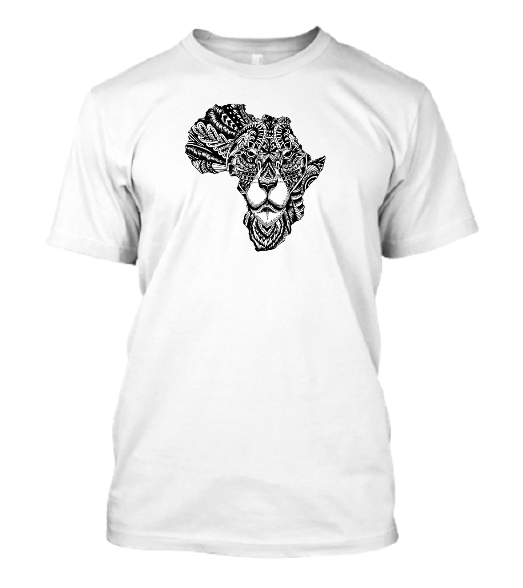 African Continent Patterned Lion Art Simba T-Shirt