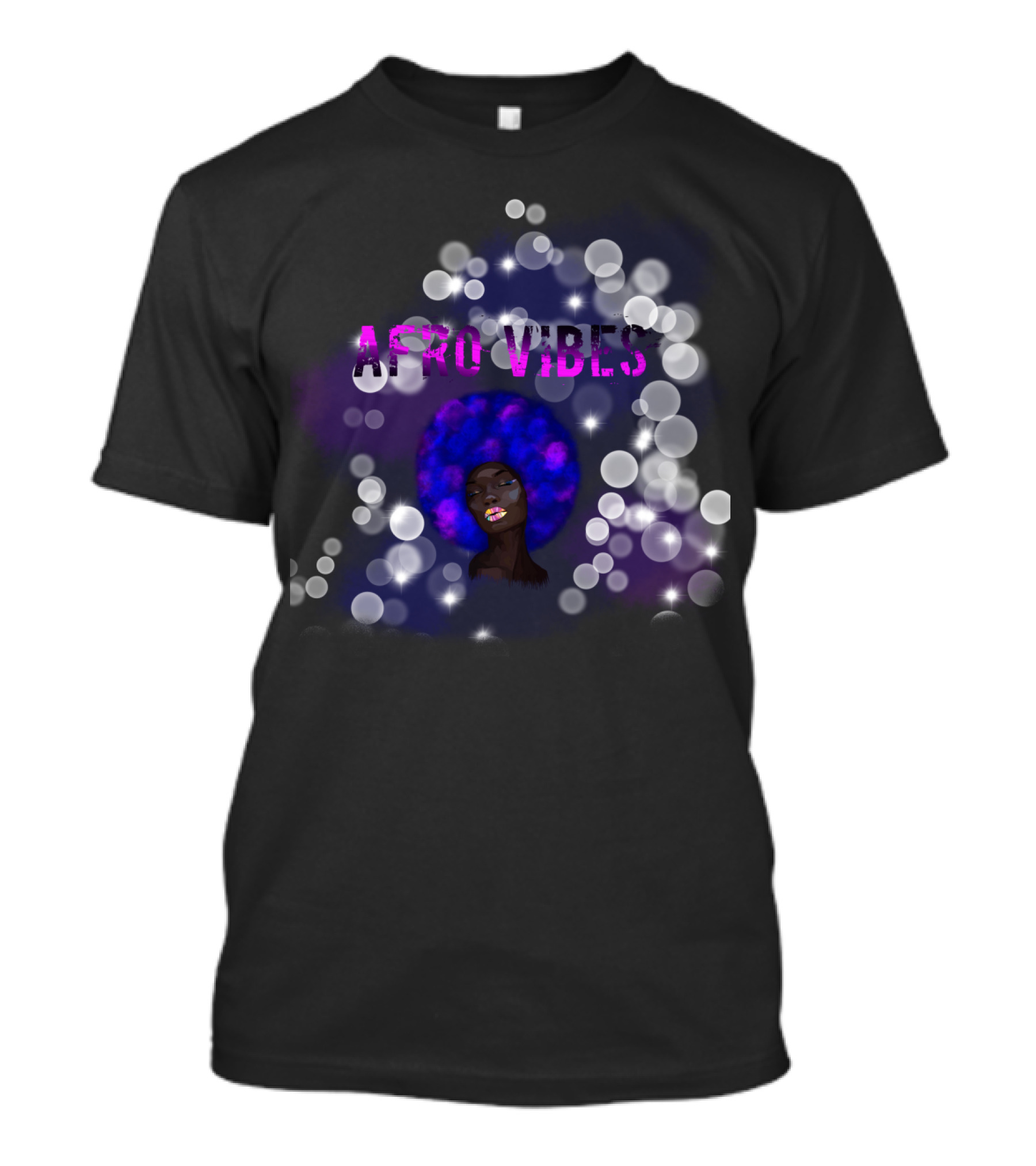 Afro Vibes Galaxy Afro Hair Bubble Aesthetic T-Shirt