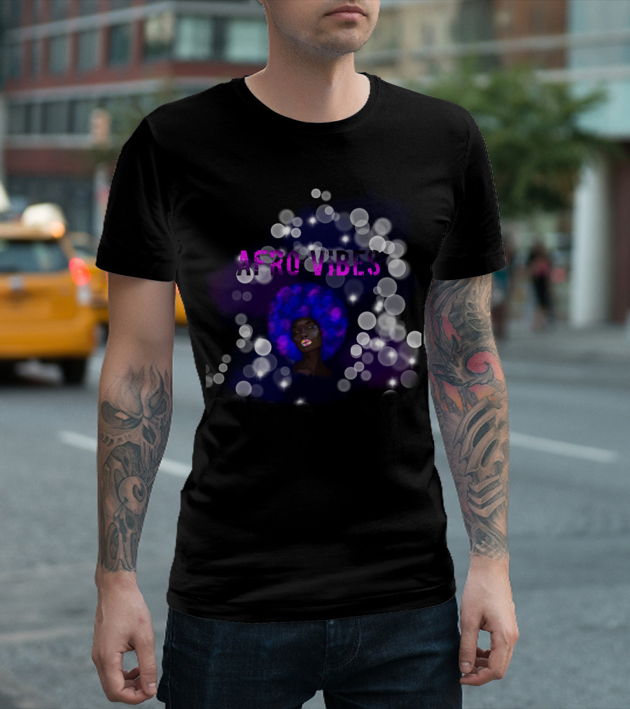 Afro Vibes Galaxy Afro Hair Bubble Aesthetic T-Shirt