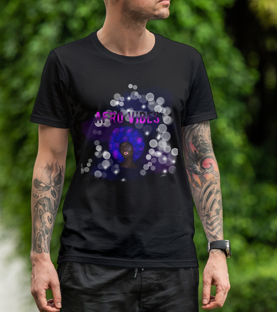 Afro Vibes Galaxy Afro Hair Bubble Aesthetic T-Shirt