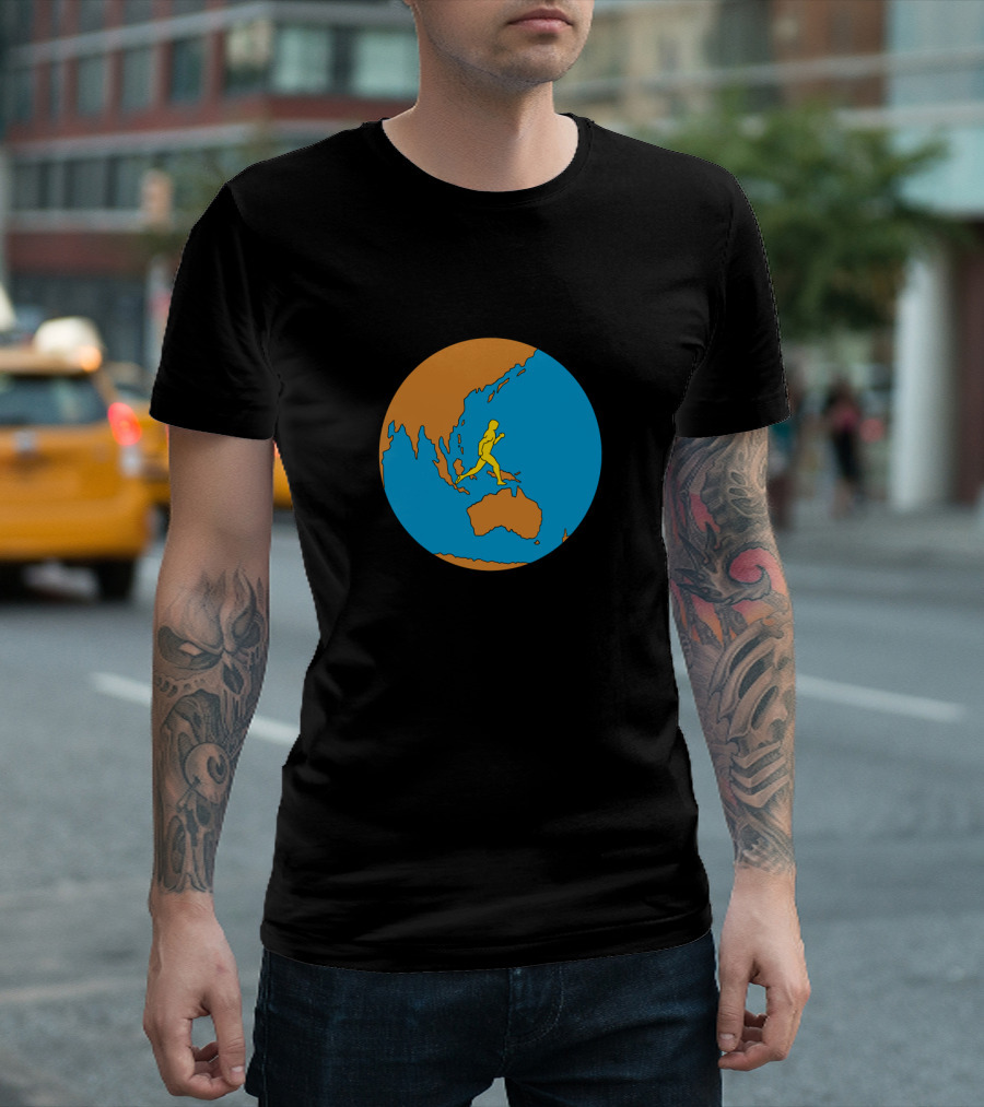 Marathon Runner on Asia Pacific Globe T-Shirt