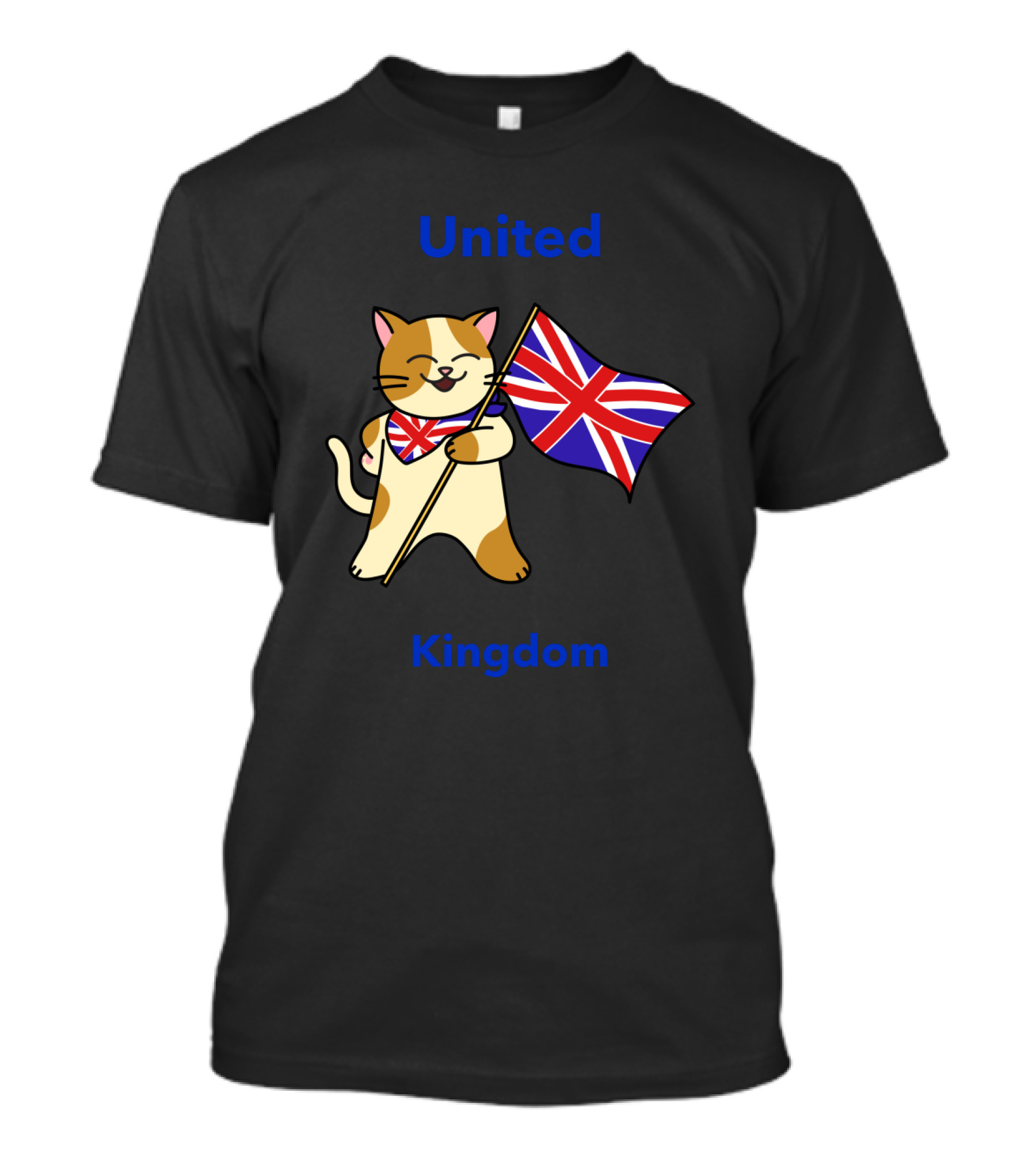 United Kingdom Cat Holding British Flag With Union Jack Scarf T-Shirt