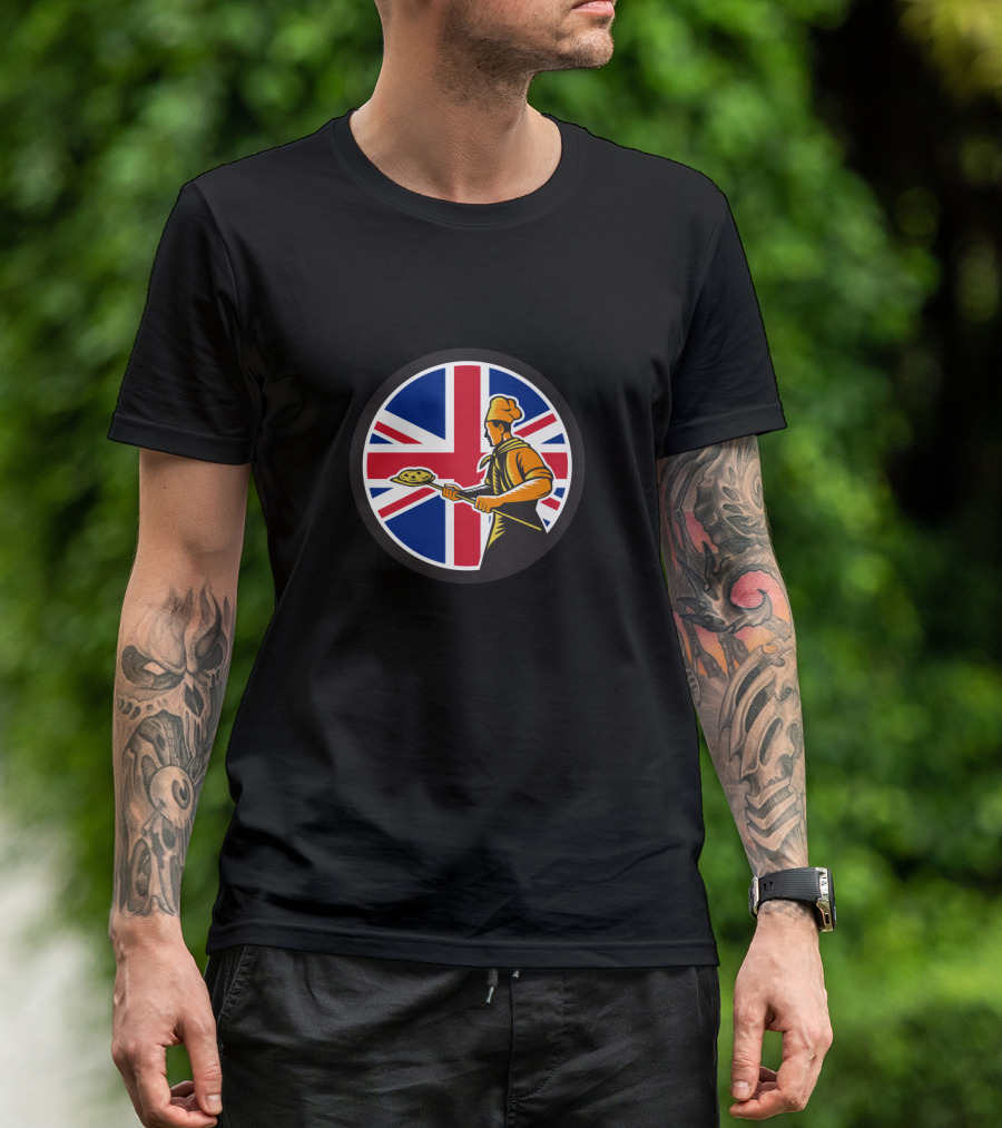 Union Jack Flag Pizza Baker Icon British T-Shirt