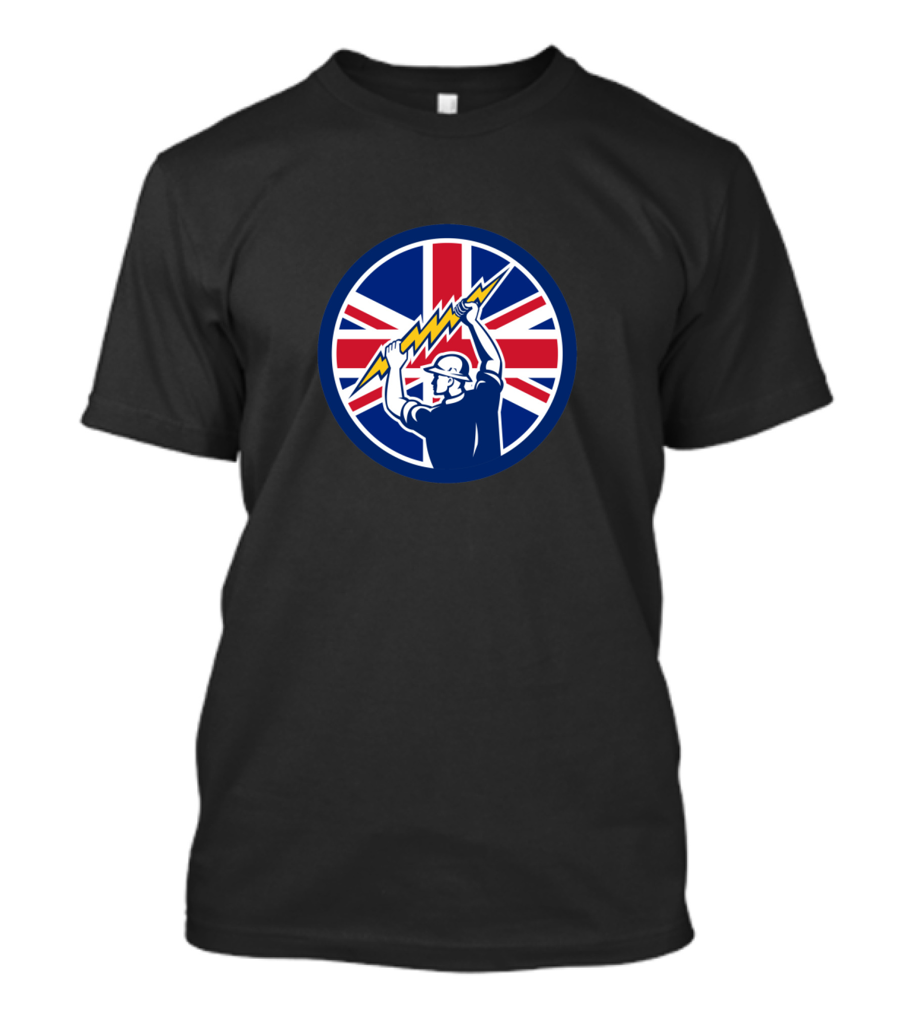 British Electrician Holding Lightning Bolt With Union Jack Emblem T-Shirt