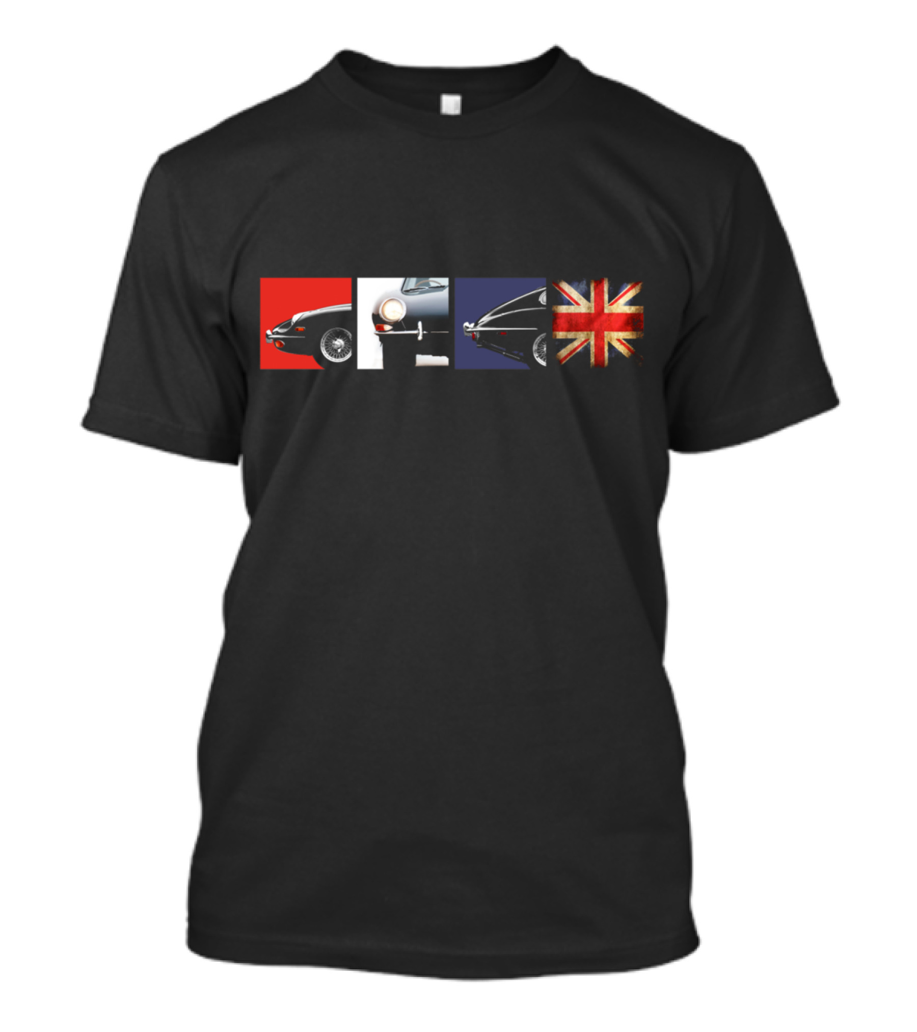 Jaguar E-Type Classic Car British Flag T-Shirt