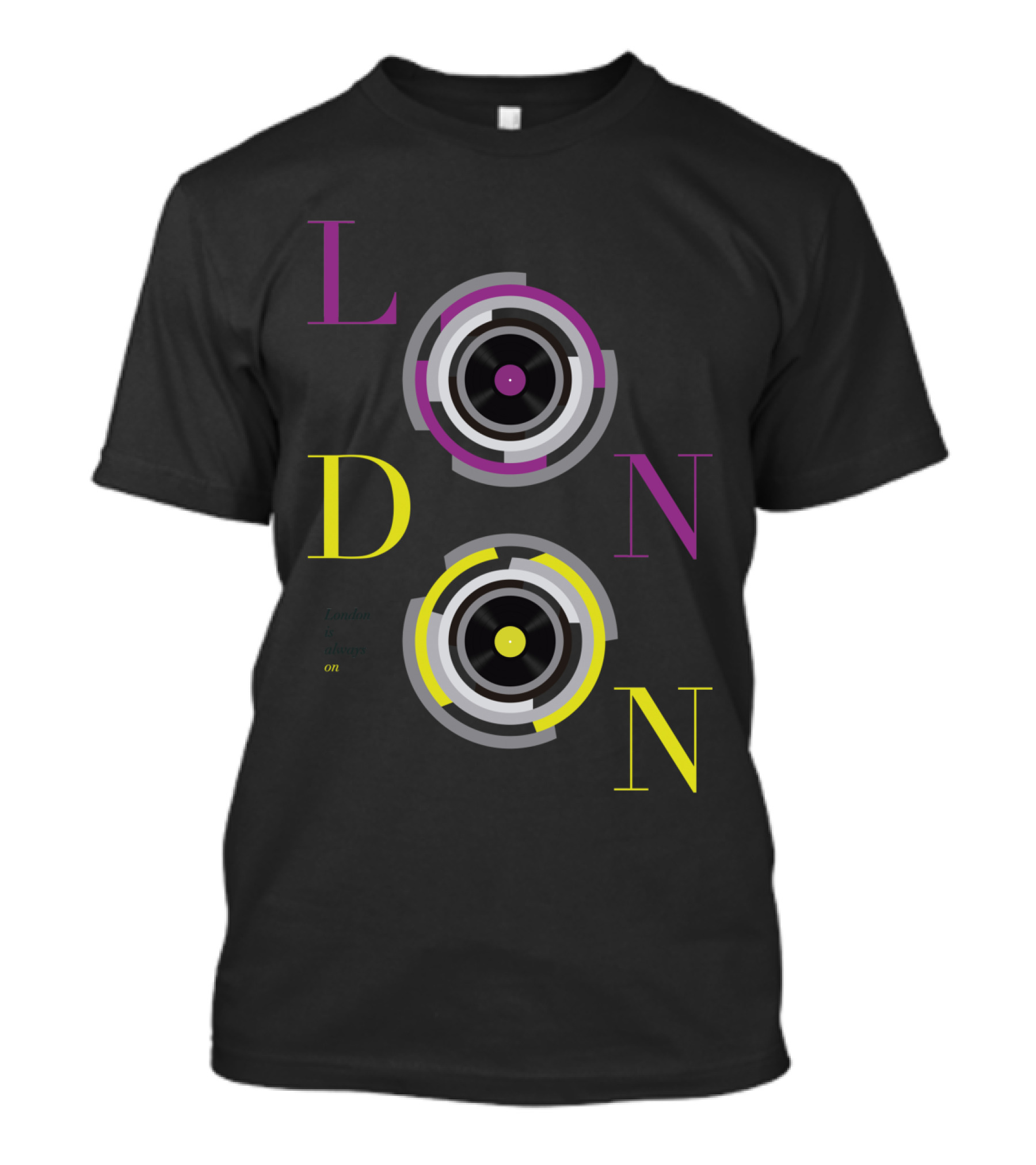 London Always On Vibrant Tech-Inspired Circular T-Shirt