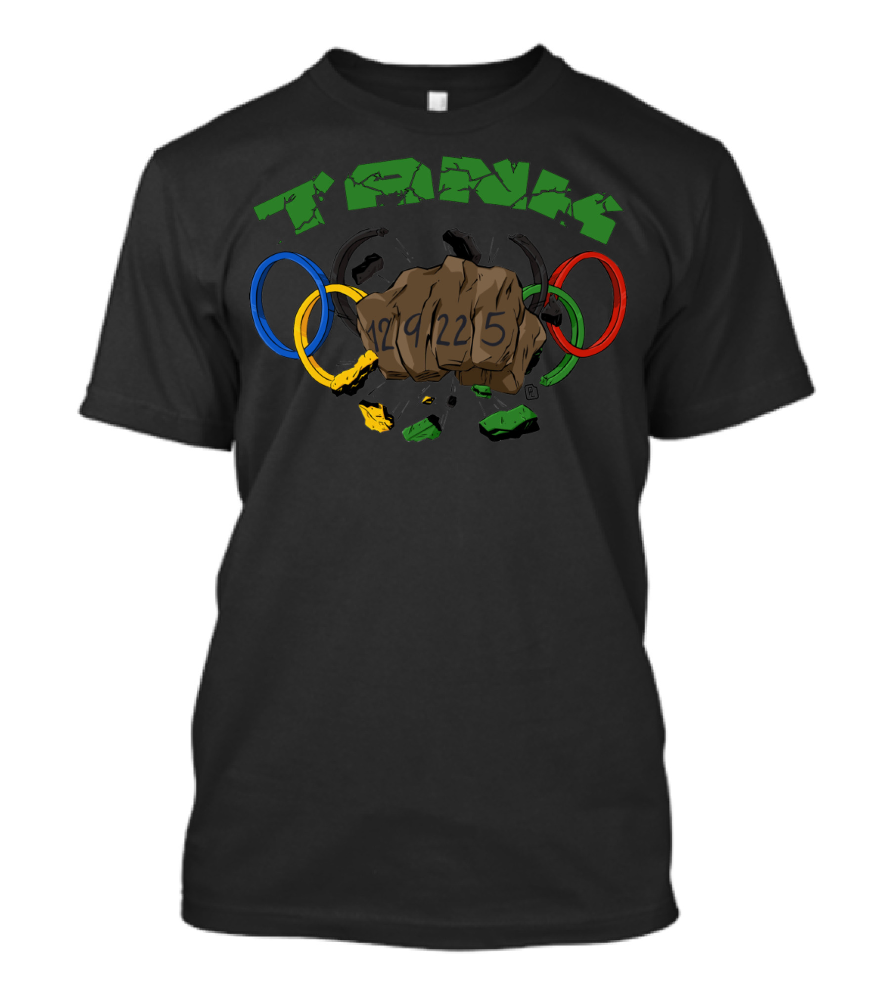 TankCanadian 12912215 Fist With Olympic Rings Shattered T-Shirt