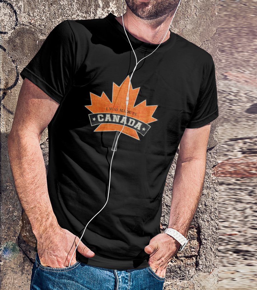 I WAS MADE IN CANADA Orange Maple Leaf Carolyn Sandstrom T-Shirt