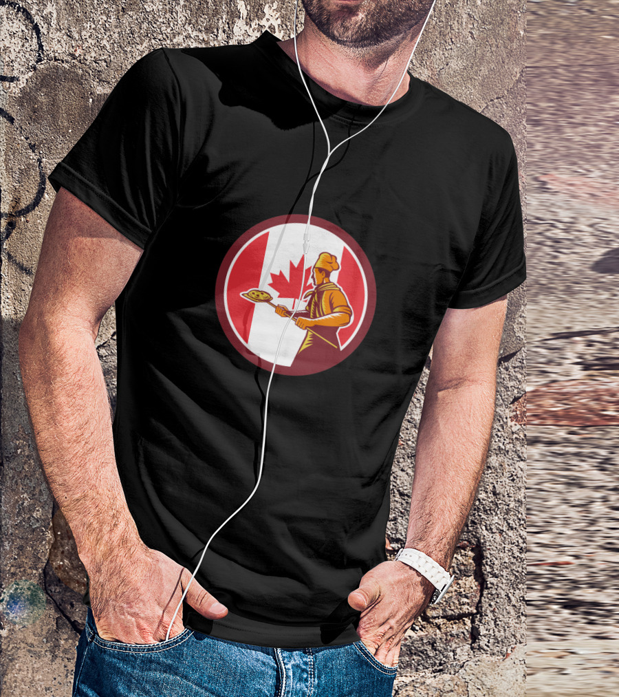 Canadian Pizza Baker With Canada Flag Emblem T-Shirt
