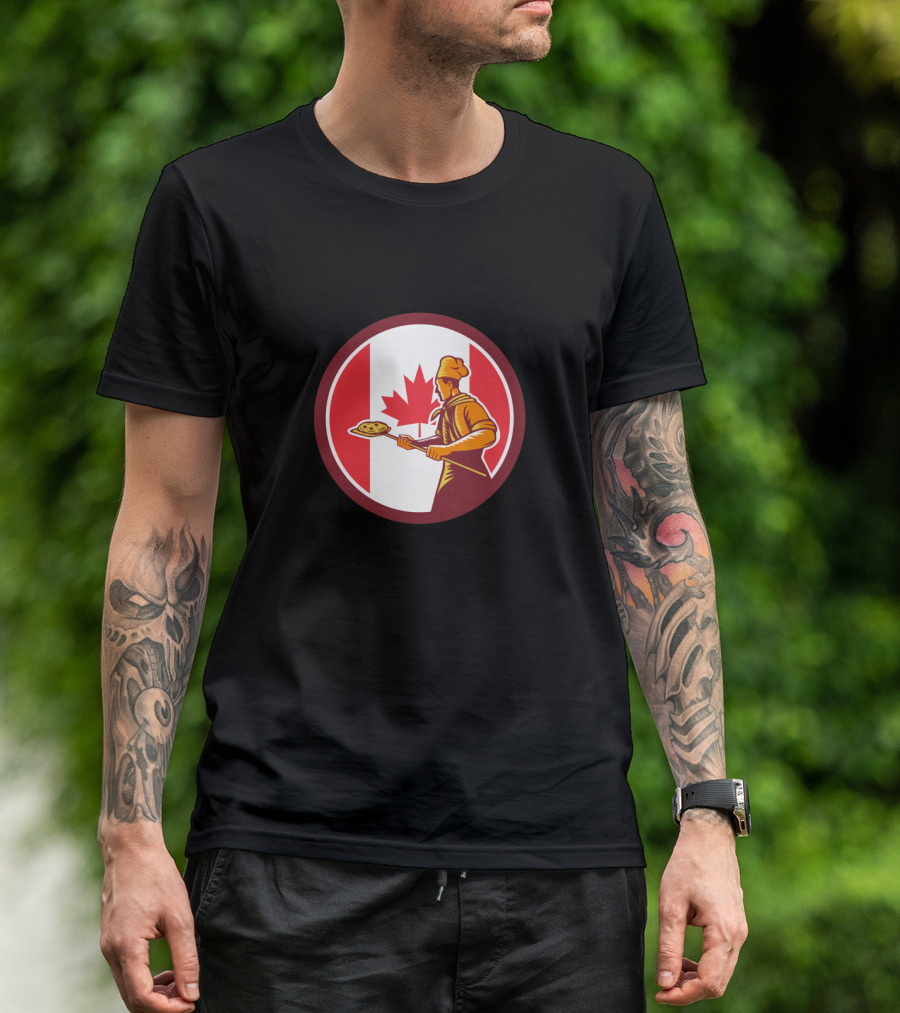Canadian Pizza Baker With Canada Flag Emblem T-Shirt