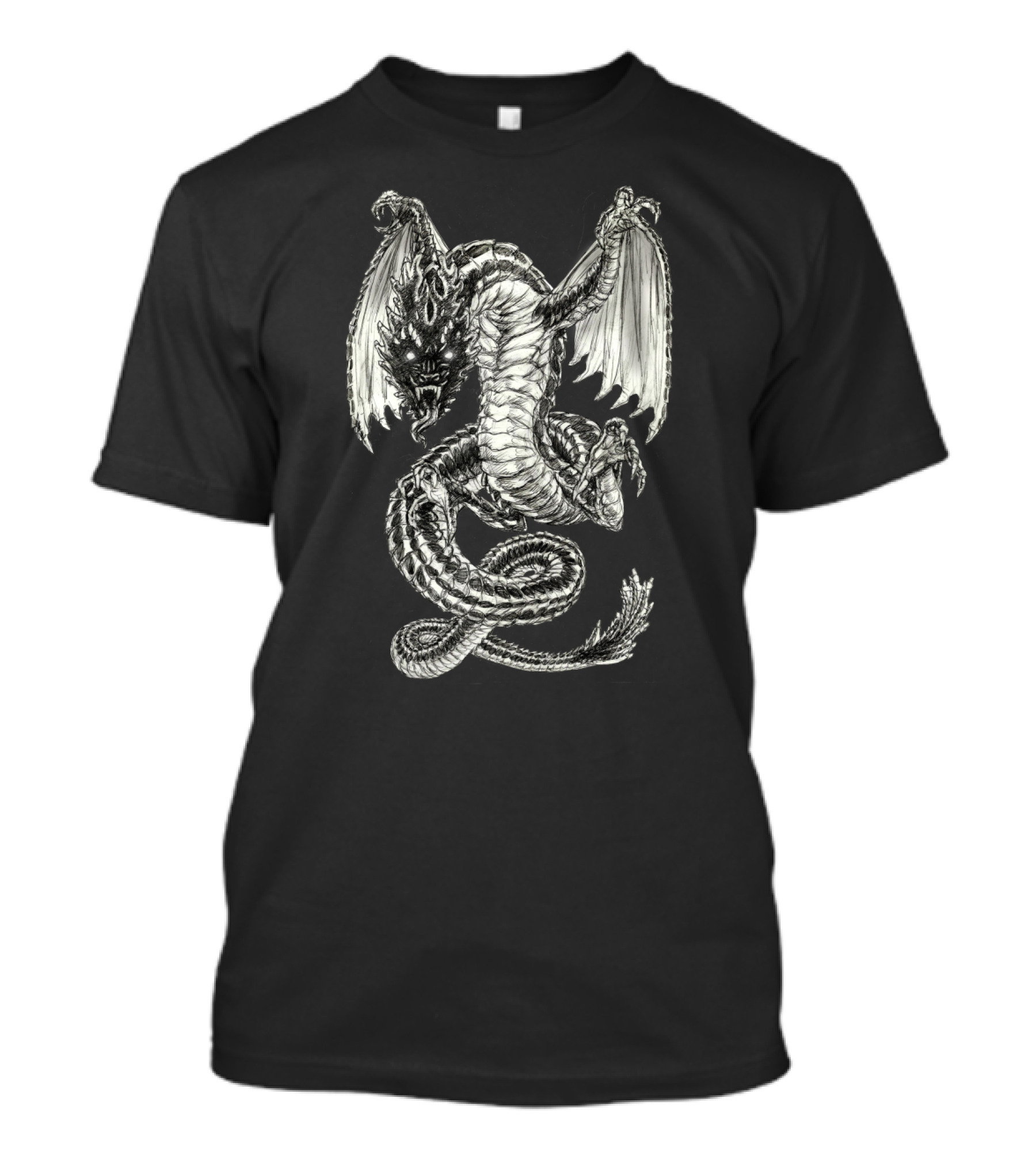 Black Dragon Mythical Serpent Winged Creature Fantasy T-Shirt