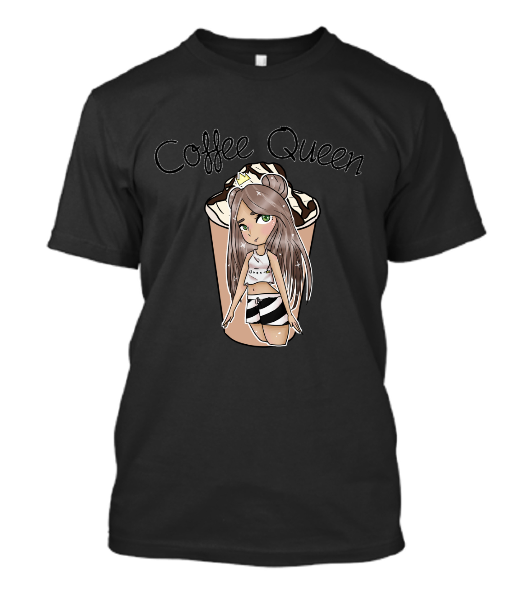 Coffee Queen Girl With Crown And Coffee Beverage T-Shirt