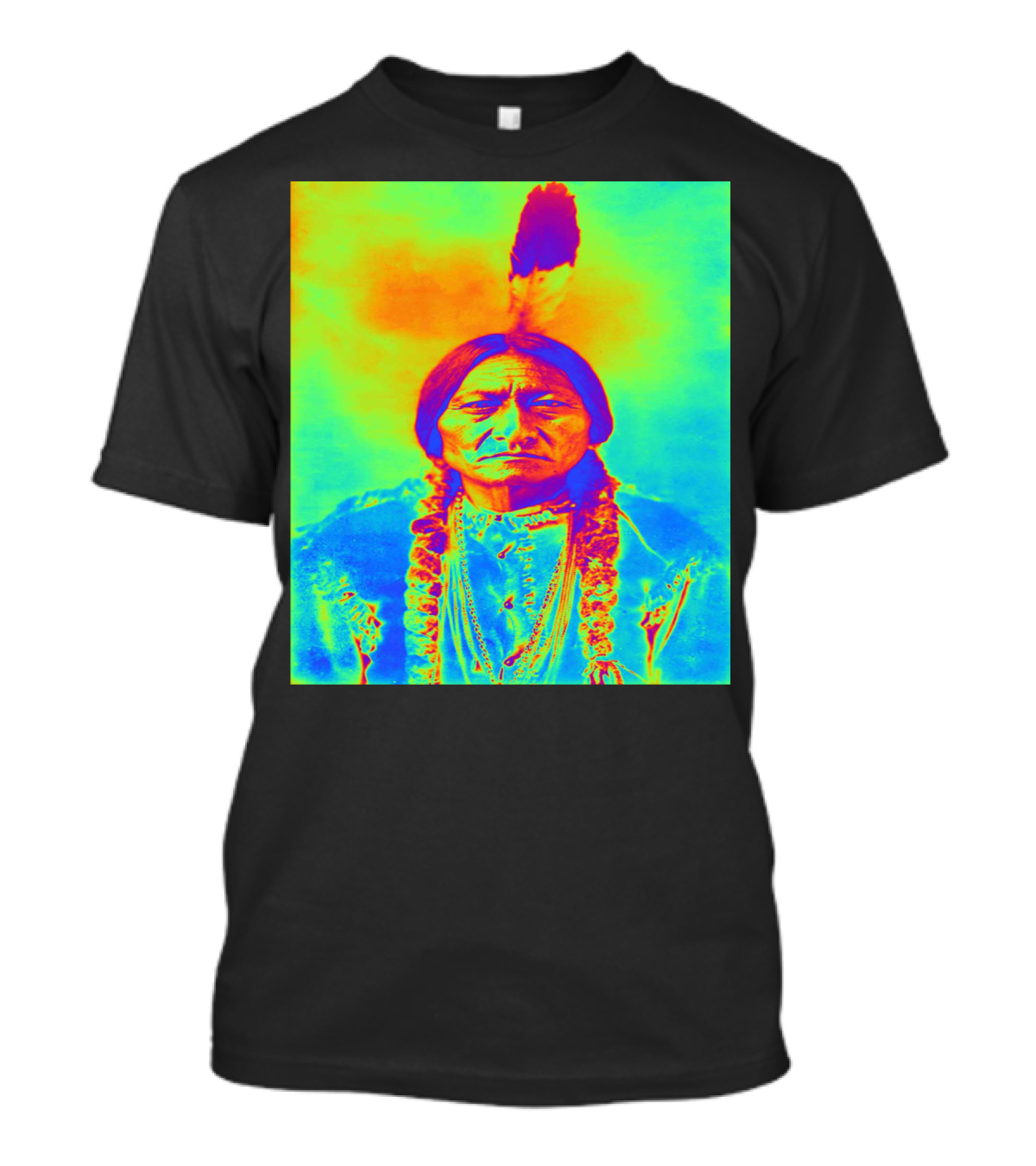 Sitting Bull Psychedelic Color Portrait T-Shirt