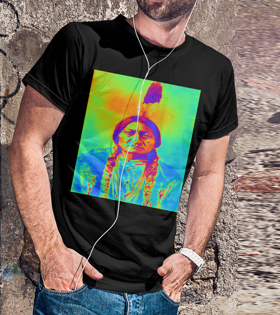 Sitting Bull Psychedelic Color Portrait T-Shirt