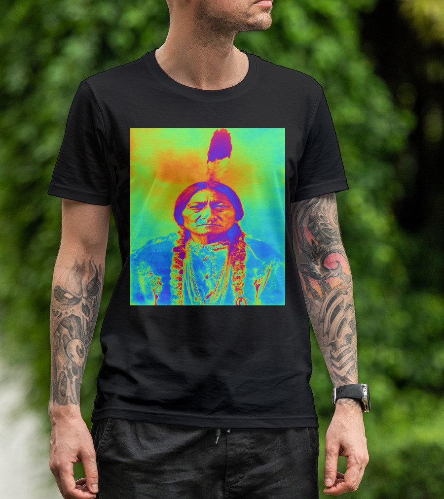 Sitting Bull Psychedelic Color Portrait T-Shirt