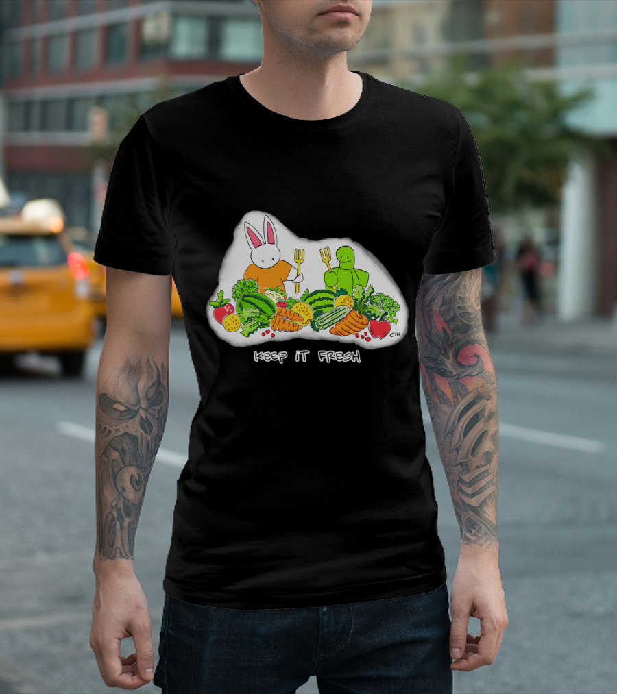 Bunny Daze Keep It Fresh with Vegetables and Fruits T-Shirt