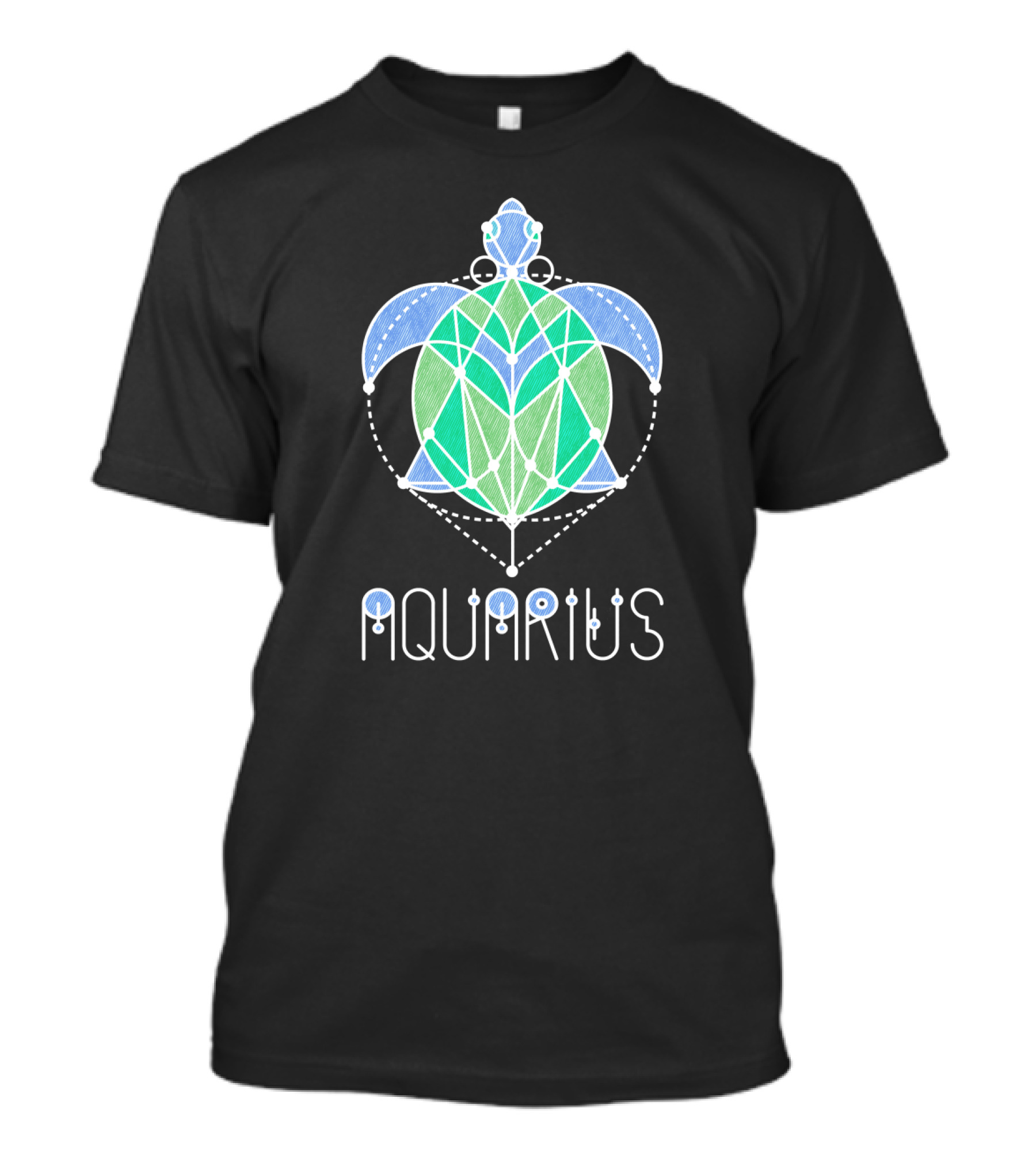 Aquarius Zodiac January 21 February Geometric Turtle T-Shirt