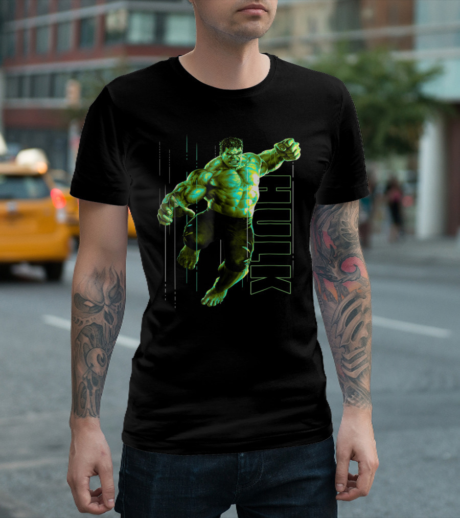 Hulk Smash Action Jump Marvel Green Power T-Shirt