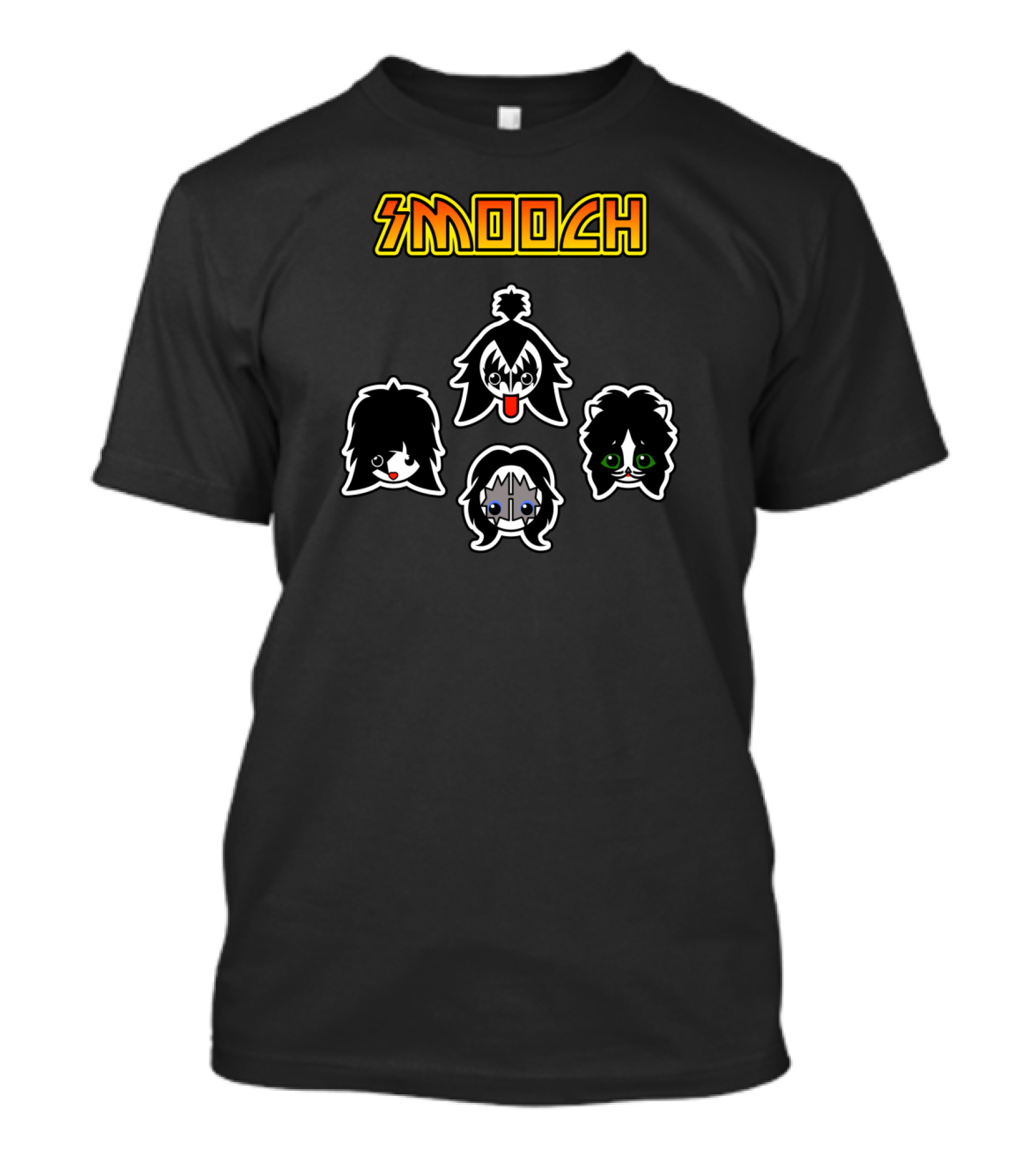 Smooch Rock And Roll Inspired Cartoon Band Faces T-Shirt