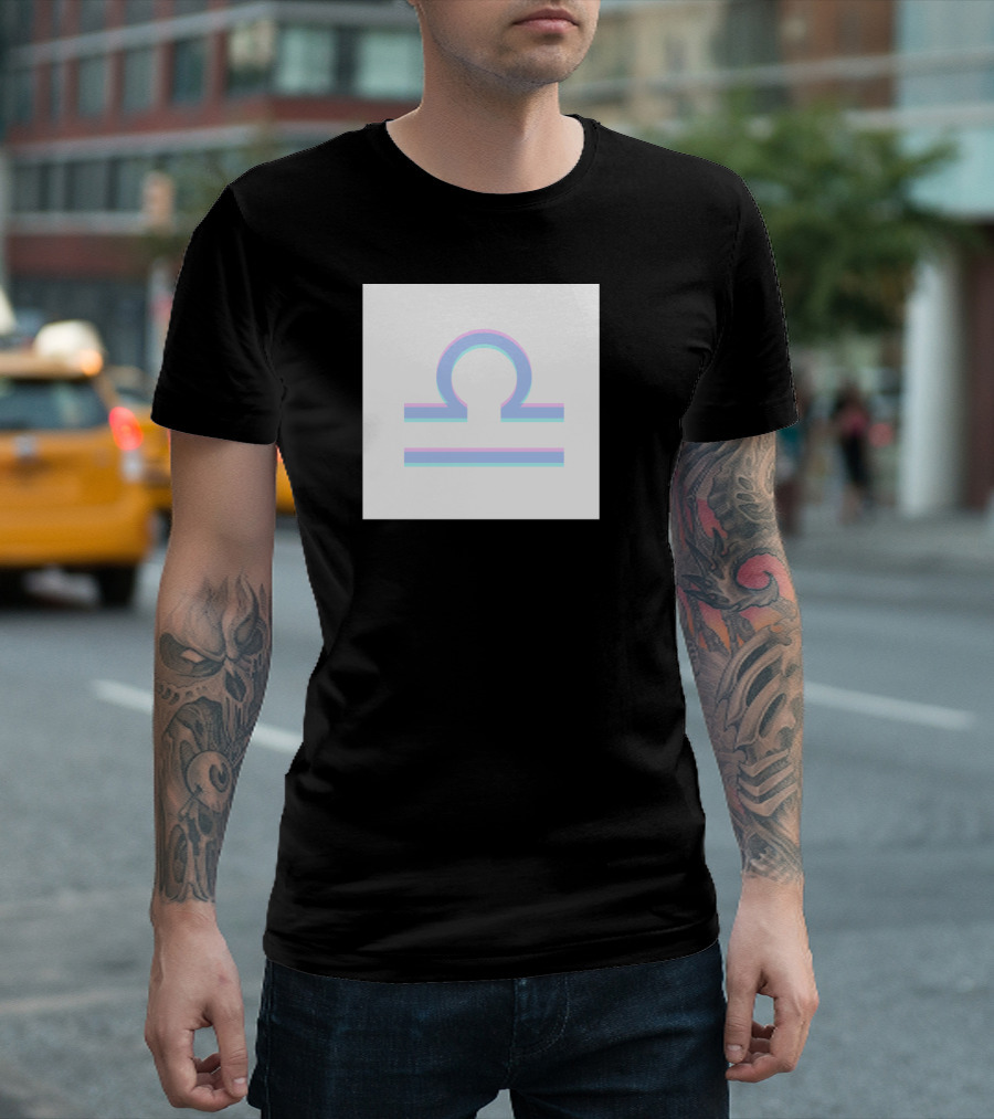 Baby Blue Libra Zodiac Symbol Pastel Gradient T-Shirt