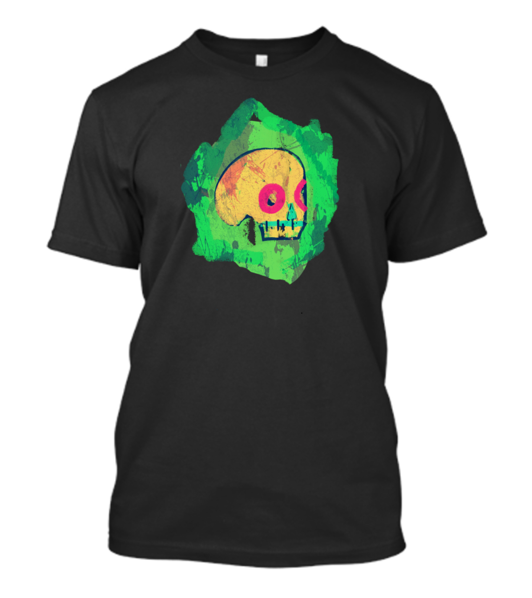 Colorful Abstract Green Background Picasso Skull T-Shirt